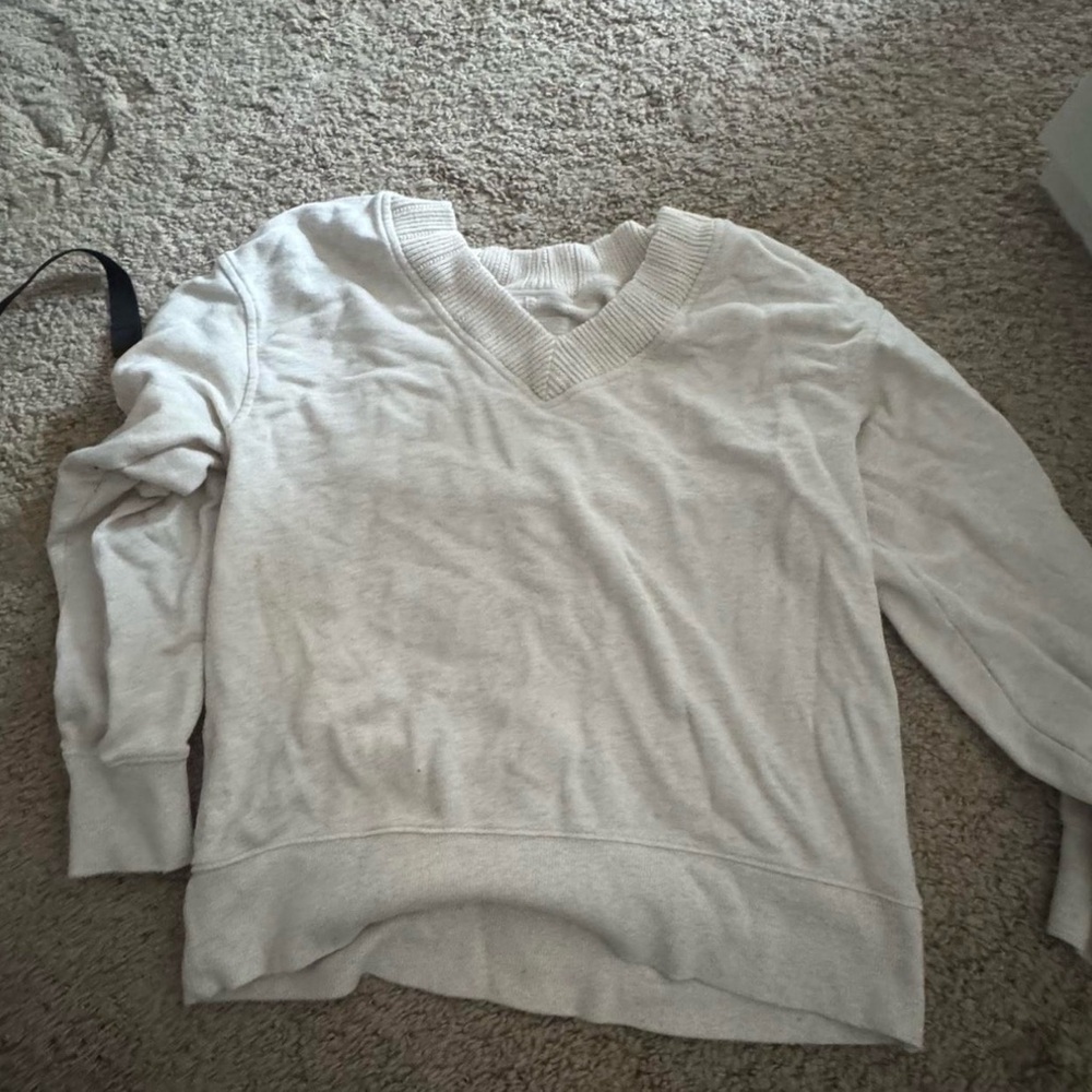 Aerie Light Gray V-Neck Sweater